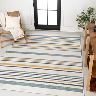 Remat Classic Coastal Ticking Stripe Reversible Machine-Washable Indoor/Outdoor Area Rug