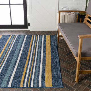 Remat Classic Coastal Ticking Stripe Reversible Machine-Washable Indoor/Outdoor Area Rug