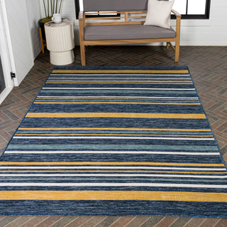 Remat Classic Coastal Ticking Stripe Reversible Machine-Washable Indoor/Outdoor Area Rug