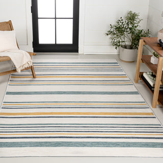 Remat Classic Coastal Ticking Stripe Reversible Machine-Washable Indoor/Outdoor Area Rug