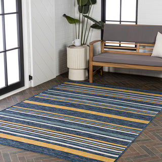 Remat Classic Coastal Ticking Stripe Reversible Machine-Washable Indoor/Outdoor Area Rug