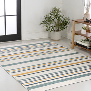 Remat Classic Coastal Ticking Stripe Reversible Machine-Washable Indoor/Outdoor Area Rug