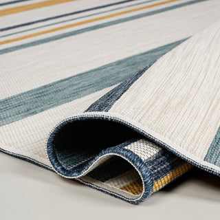 Remat Classic Coastal Ticking Stripe Reversible Machine-Washable Indoor/Outdoor Area Rug