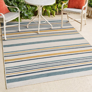 Remat Classic Coastal Ticking Stripe Reversible Machine-Washable Indoor/Outdoor Area Rug