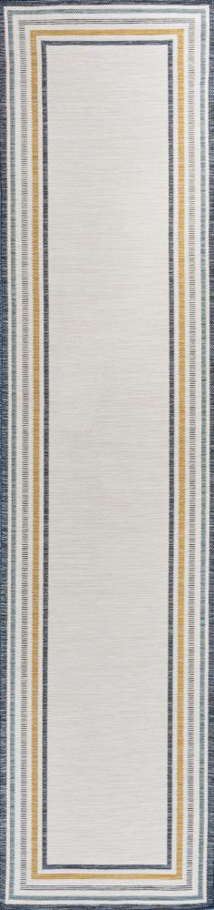 Homcomodar Classic Coastal Mitred Stripe Reversible Machine-Washable Indoor/Outdoor Area Rug