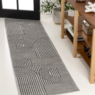 Leah Mid-Century Modern Arch Stripe Reversible Machine-Washable Indoor/Outdoor Area Rug