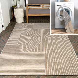 Leah Mid-Century Modern Arch Stripe Reversible Machine-Washable Indoor/Outdoor Area Rug