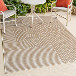 Leah Mid-Century Modern Arch Stripe Reversible Machine-Washable Indoor/Outdoor Area Rug