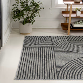 Leah Mid-Century Modern Arch Stripe Reversible Machine-Washable Indoor/Outdoor Area Rug