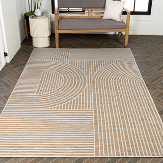 Leah Mid-Century Modern Arch Stripe Reversible Machine-Washable Indoor/Outdoor Area Rug