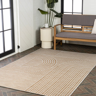 Leah Mid-Century Modern Arch Stripe Reversible Machine-Washable Indoor/Outdoor Area Rug