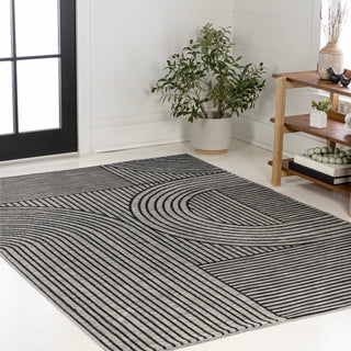 Leah Mid-Century Modern Arch Stripe Reversible Machine-Washable Indoor/Outdoor Area Rug