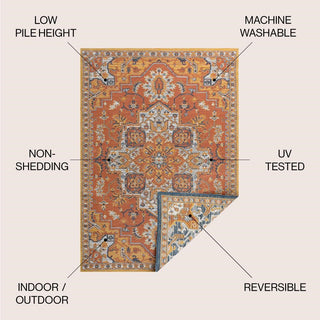 Langley Traditional Vintage Medallion Reversible Machine-Washable Indoor/Outdoor Area Rug