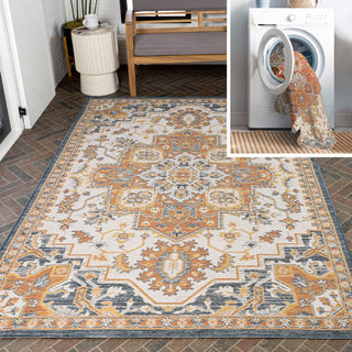 Langley Traditional Vintage Medallion Reversible Machine-Washable Indoor/Outdoor Area Rug