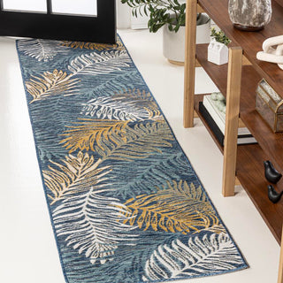 Veranda Coastal Casual Palm Frond Reversible Machine-Washable Indoor/Outdoor Area Rug