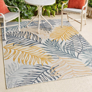 Veranda Coastal Casual Palm Frond Reversible Machine-Washable Indoor/Outdoor Area Rug