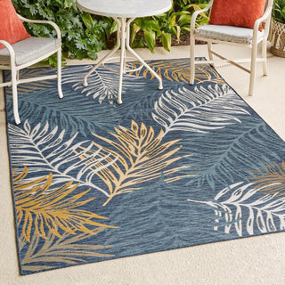 Veranda Coastal Casual Palm Frond Reversible Machine-Washable Indoor/Outdoor Area Rug