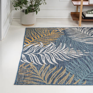 Veranda Coastal Casual Palm Frond Reversible Machine-Washable Indoor/Outdoor Area Rug