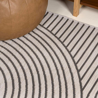 Cord Mid-Century Modern Curve Stripe Reversible Machine-Washable Indoor/Outdoor Area Rug