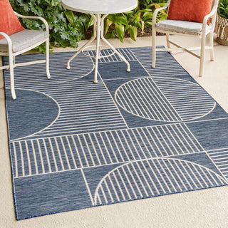 Couristan Mid-Century Modern Geometric Lines Reversible Machine-Washable Indoor/Outdoor Area Rug