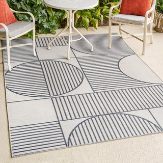 Couristan Mid-Century Modern Geometric Lines Reversible Machine-Washable Indoor/Outdoor Area Rug