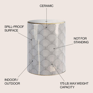 Outsunny Scale 17" Modern Ceramic Garden Stool