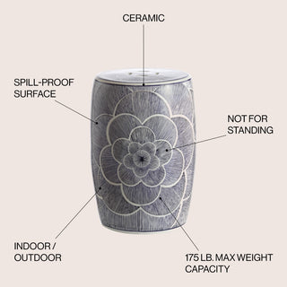 Acanthus 17" Ceramic Drum Garden Stool