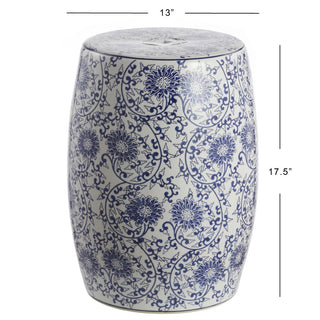 Alfi Blossom 17.5" Chinoiserie Ceramic Drum Garden Stool