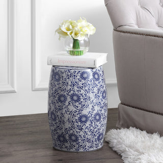 Alfi Blossom 17.5" Chinoiserie Ceramic Drum Garden Stool