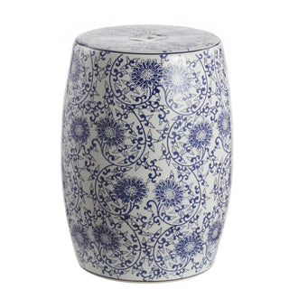 Alfi Blossom 17.5" Chinoiserie Ceramic Drum Garden Stool