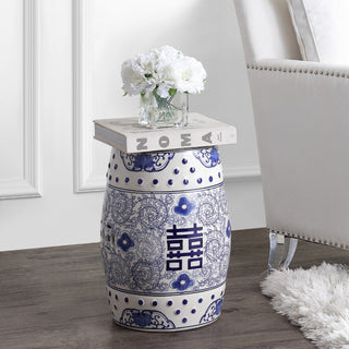 Moroccan Happiness 18" Chinoiserie Ceramic Drum Garden Stool