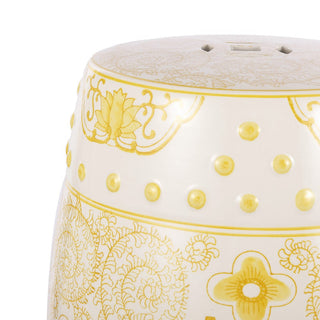 Moroccan Happiness 18" Chinoiserie Ceramic Drum Garden Stool