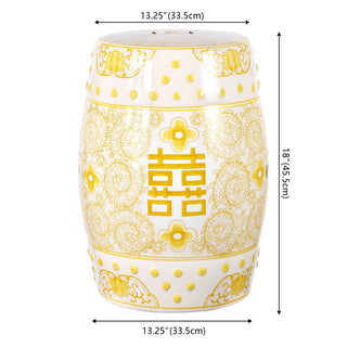 Moroccan Happiness 18" Chinoiserie Ceramic Drum Garden Stool