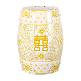 Moroccan Happiness 18" Chinoiserie Ceramic Drum Garden Stool