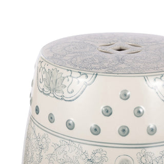 Moroccan Happiness 18" Chinoiserie Ceramic Drum Garden Stool