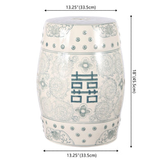 Moroccan Happiness 18" Chinoiserie Ceramic Drum Garden Stool