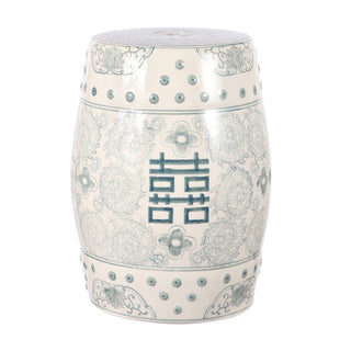 Moroccan Happiness 18" Chinoiserie Ceramic Drum Garden Stool