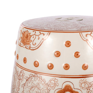 Moroccan Happiness 18" Chinoiserie Ceramic Drum Garden Stool