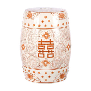 Moroccan Happiness 18" Chinoiserie Ceramic Drum Garden Stool