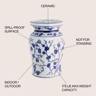 Surya Blossom 17.7" Ceramic Garden Stool