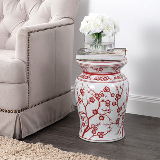 Surya Blossom 17.7" Ceramic Garden Stool