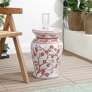 Surya Blossom 17.7" Ceramic Garden Stool