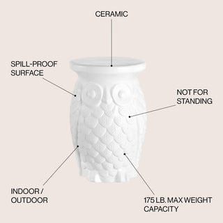 Langle Owl 17.5" Ceramic Garden Stool