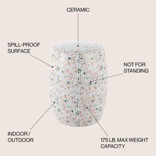 Ceramic 17.5" Terrazzo Ceramic Garden Stool