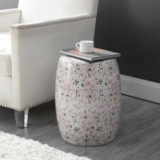 Ceramic 17.5" Terrazzo Ceramic Garden Stool