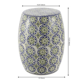 Glitzhome 17.25" Suzani Ceramic Garden Stool