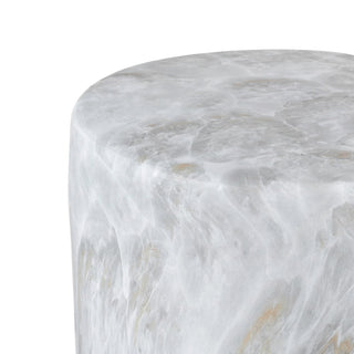 Best 16" Modern Minimalist Faux Marble Column Indoor/Outdoor Accent Table