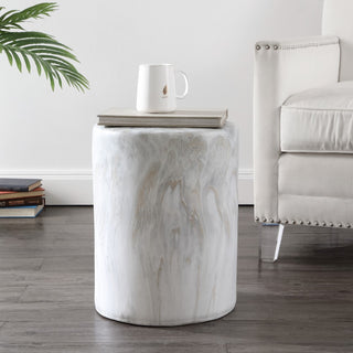 Best 16" Modern Minimalist Faux Marble Column Indoor/Outdoor Accent Table