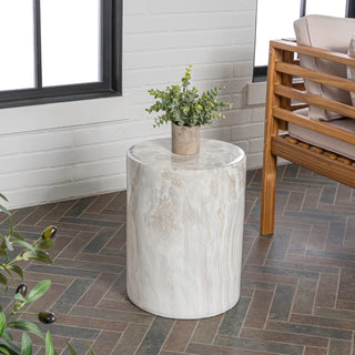 Best 16" Modern Minimalist Faux Marble Column Indoor/Outdoor Accent Table