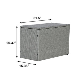 Nino 31.5" Modern Minimalist Outdoor Faux Wicker Deck and Patio Storage Box